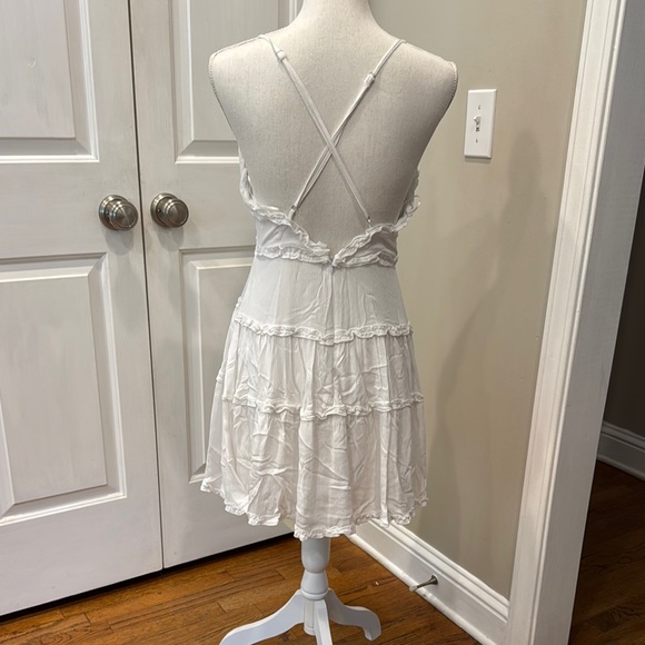 White Ruffled Spaghetti Strap Dress - Picture 3 of 6